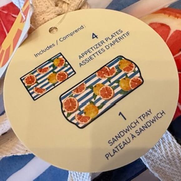 5pc Set GRAPEFRUIT Plates & Platter/Tray C&C California Melamine Citrus NEW - Picture 2 of 8